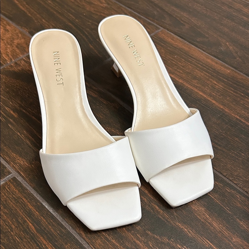 Nine West Cream Women's Heeled Mules